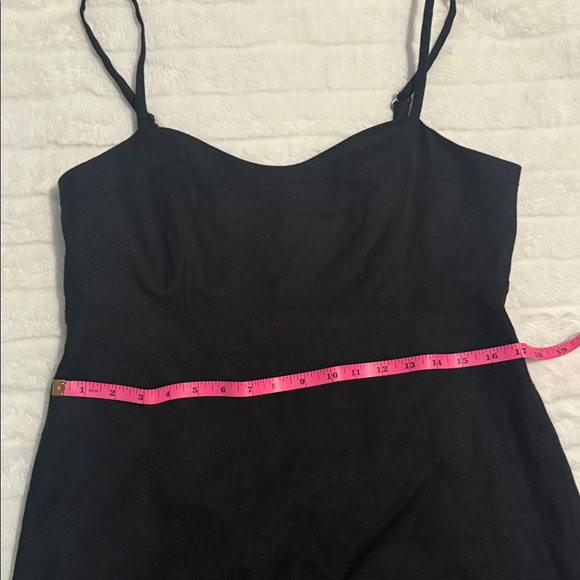 EUC J. Crew Stretch Linen Blend Spaghetti Strap Black Midi Dress Size 10 - Picture 2 of 6